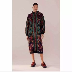 FARM RIO Yawanawa Stripe Long Sleeve Jacquard Sweater Dress | Size L